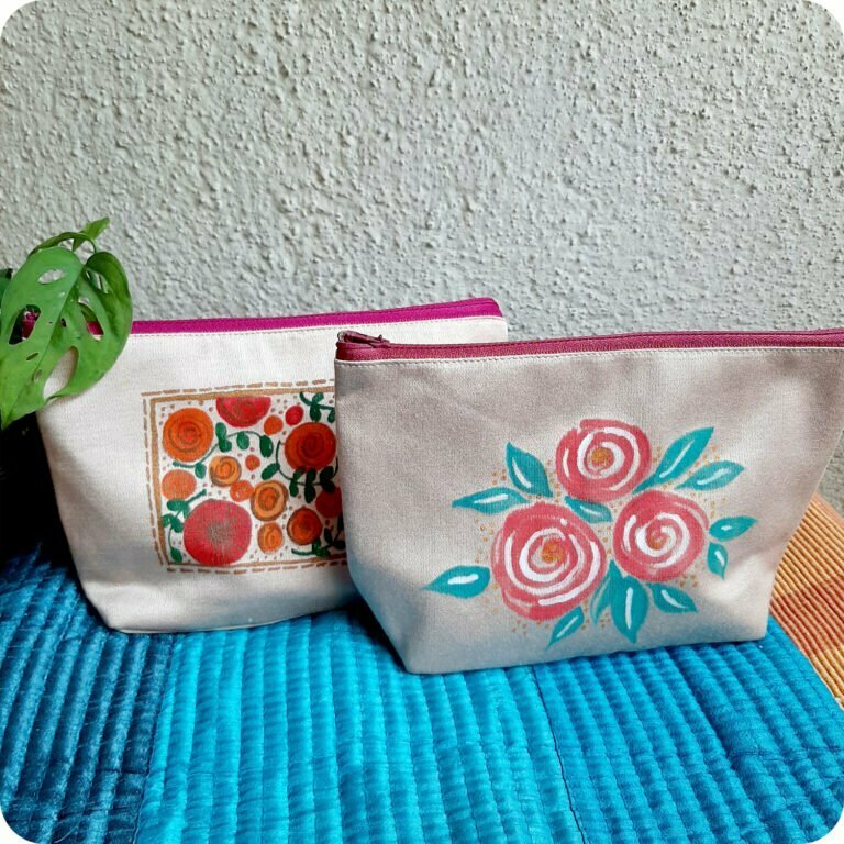 2 pouches with floral colorful design