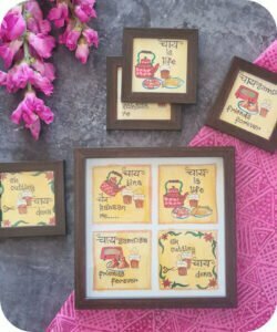 Square tray with matching 4 coasters with Chai Quotes