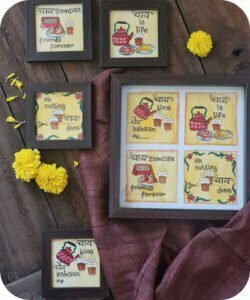 Square tray with matching 4 coasters with Chai Quotes