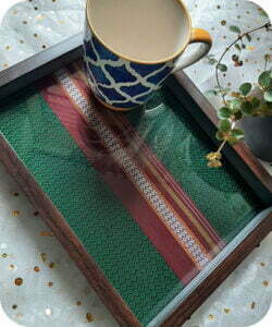 Ethnic Tray with Green Color Khun Fabric Design