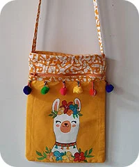 Yellow colour Sling Bag with llama design