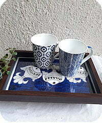 Blue color tray with Madhubani Fish Design