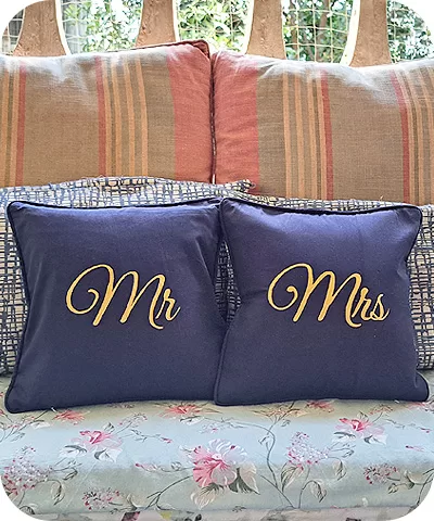 Mr and store mrs cushion covers