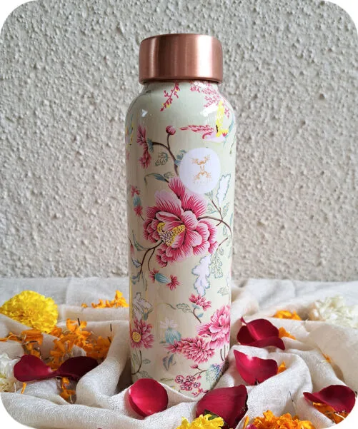 Floral print Copper bottle- 1 litre