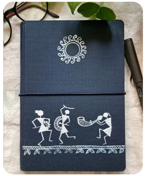 Blue Hand painted Notebook with Warli motif