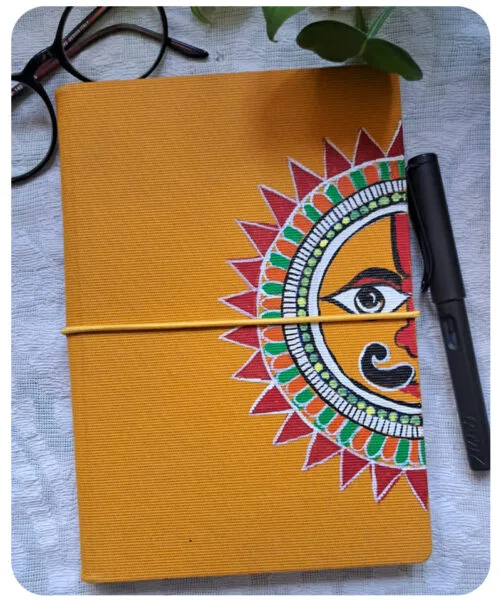 Yellow Hand painted Notebook with Sun motif