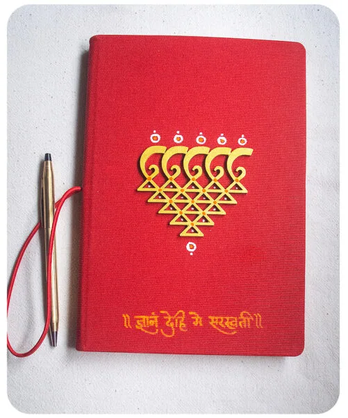 Red Notebook with 3D Saraswati motif